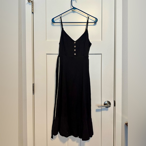 Lulus Cruise to Capri Black Belted Button Front Midi Dress - Picture 5 of 10